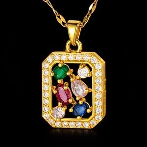 Elegant Multicolor Gemstone Pendant Necklace